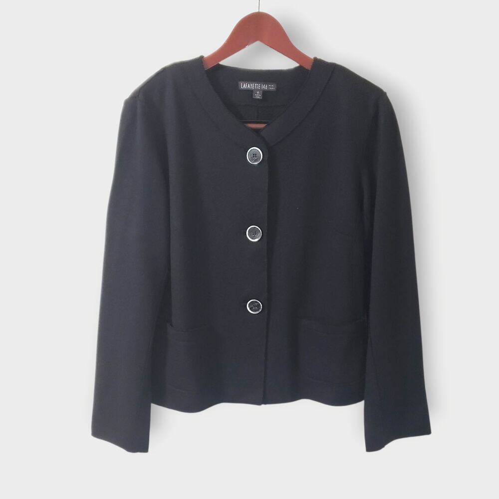 Lafayette 148 New York Black Button-Front Blazer